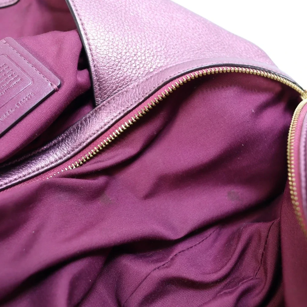 Coach Hallie Pebble‎ Leather Shoulder Bag Metallic Berry F80271 Hobo Redefined
